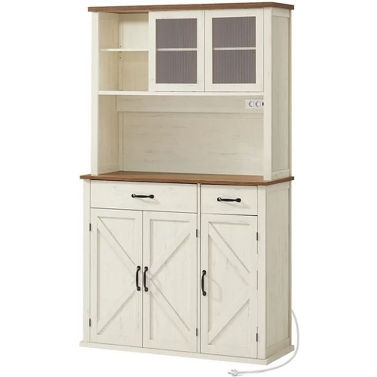 VASAGLE Küchenschrank mit Beleuchtung und Ladestation, mit Türen und Schubladen, 39,5 x 106,5 x 180,6 cm – Bild 1