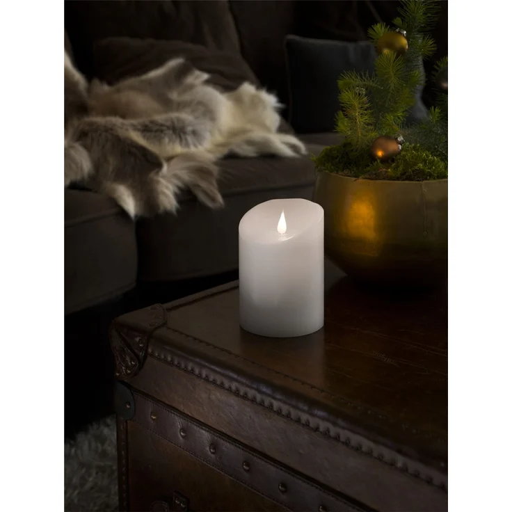 LED Echtwachskerze mit Flamme & Timer, Ø 10cm, Höhe 14cm, Batteriebetrieb – Bild 6