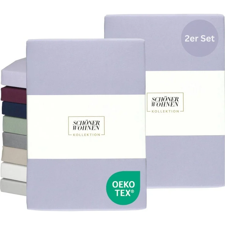 SCHÖNER WOHNEN-Kollektion Spannbettlaken BASIC Spannbettlaken, Mischgewebe, Gummizug: rundum, (2 Stück), 100x200 cm - 2er Set in Flieder – Bild 5