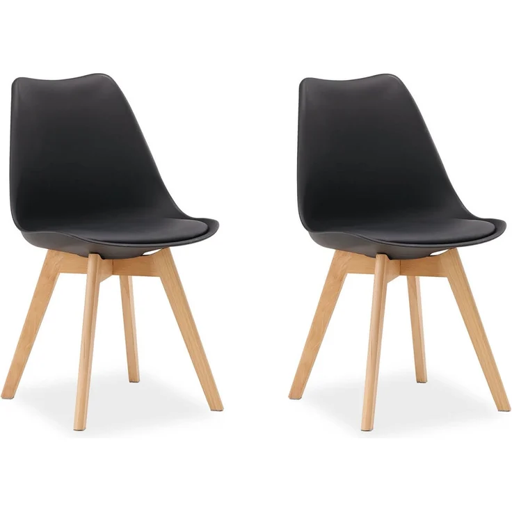 Küchenstuhl Schwarz Set 2 Stühle Esszimmer Holz modern Kunststoff Esszimmerstühle Schalenstuhl Holzstühle – Bild 1