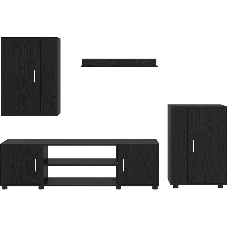 vidaXL TV-Schrankset 140 x 40 x 33 cm Schwarz Eichen-Optik 3397897 – Bild 9