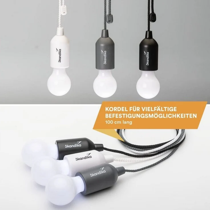 Skandika LED Gartenleuchte Campinglampe Narvik 4er-Set, hängend, tragbare Zeltlampe, Pull Light, batteriebetriebene Glühbirne mit Zugschalter, Outdoor, Keller, Garage – Bild 3