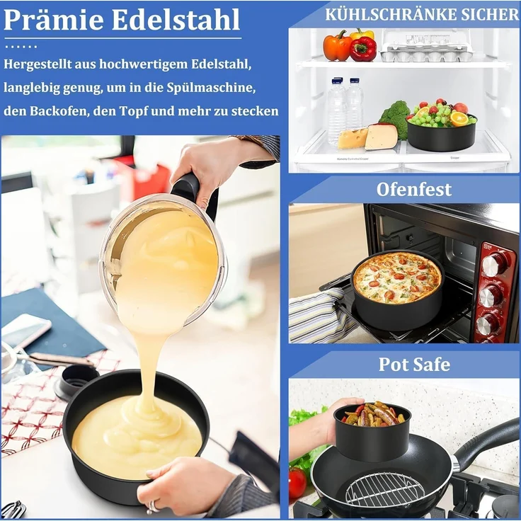 Homikit Edelstahl Backform Set 2er, Rund Kuchenform Antihaft 16cm, Gesund – Bild 6