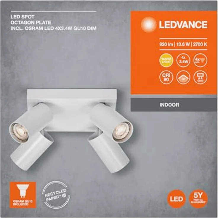 LEDVANCE LED-Spot Octagon GU10 Weißer Teller 4x3,4W 927 DIM – Bild 8