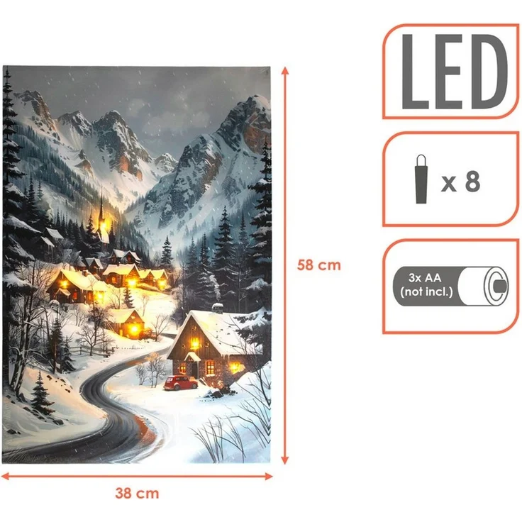 Spetebo Wandbild Weihnachts Wandbild mit LED Beleuchtung - 58x38 cm, Weihnachtsbild (Anzahl, 1 St), mit Öse zum Aufhängen – Bild 2