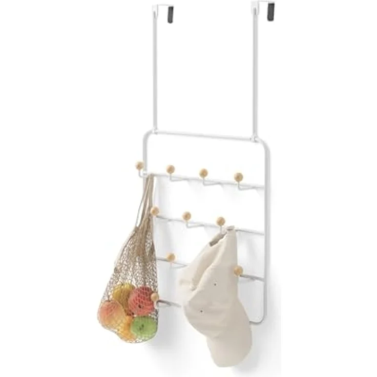 Umbra Estique Türgarderobe Multifunktional, Tür Garderobe, Türhaken, Garderobehaken, Metall, Weiß, 60 cm, 1004045-660 – Bild 1