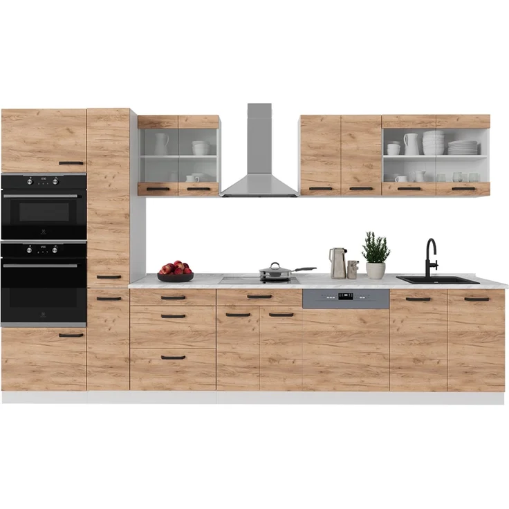 Küchenzeile R-Line Goldkraft Eiche/Weiß 350 cm ohne Arbeitsplatte Vicco – Bild 6