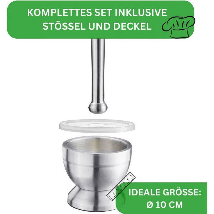 Thiru Mörser Premium mit Stößel und Deckel Ø 10 cm – Bild 2