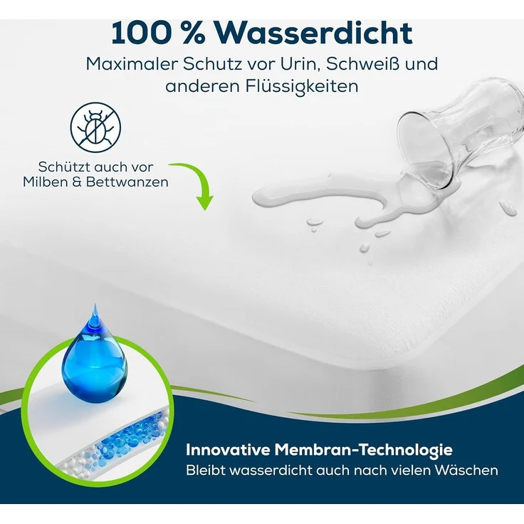 Sensalou Spannbettlaken Inkontinenz Spannbettlaken wasserdicht - Spannbetttuch weiß Höhe 25 cm, (2 Stück), waschbar – Bild 2