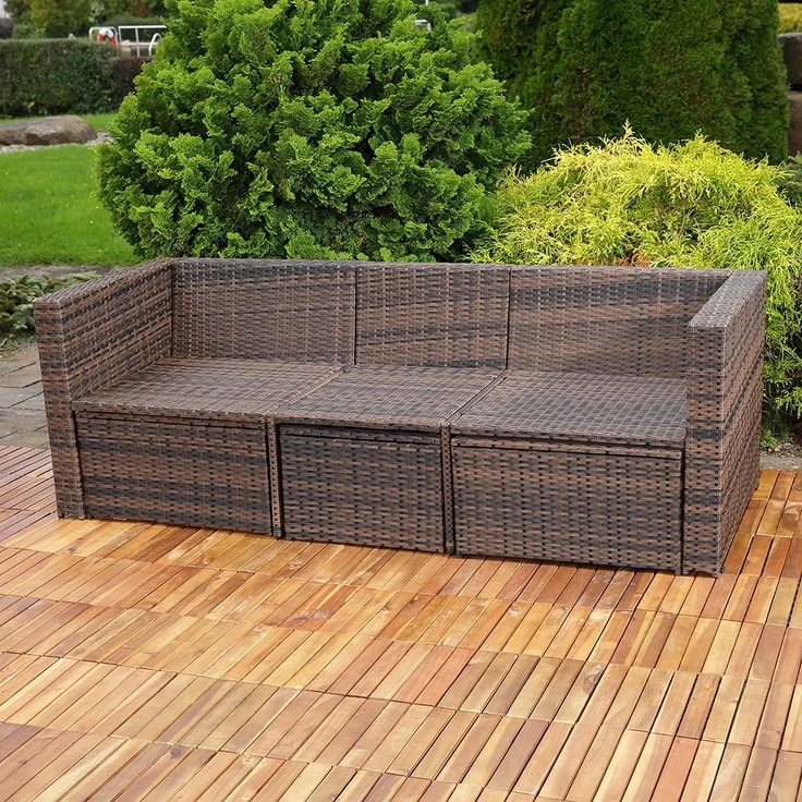 Lounge Gartenset Rattanmöbel Polyrattan Sitzmöbel Set Sofa Tisch 2 Hocker braun – Bild 4