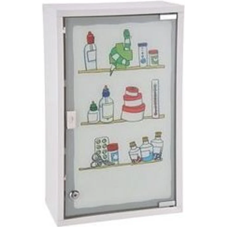 Spetebo Medizinschrank XXL Metall Medizinschrank Glastür bunt - 50x30 cm (Stück, 1-St, Medikamentenschrank) Arzneischrank mit 3 Fächern – Bild 4