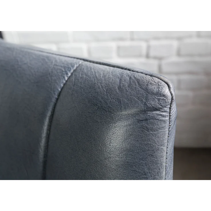 Stuhl Echtleder 61x65x89 blau IRON LABEL #513 – Bild 4