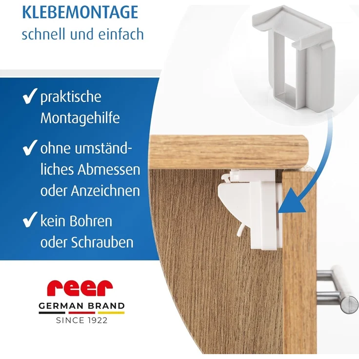 reer Magnetschloss | 8 Stück in Paper Bag | Magnetische Kindersicherung | Schrank- und Schubladensicherung zum Kleben | Sicherheit für Babys und Kinder | Erstausstattung – Bild 7