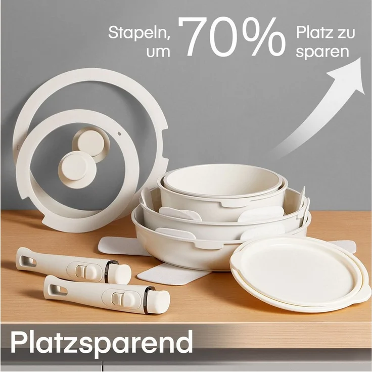FOHERE Topf-Set Topfset 16-teiliges Topf- und Pfannenset, antihaftbeschichtet, Keramik-Antihaftbeschichtung (Set, 16-tlg), mit abnehmbarem Griff – Bild 4