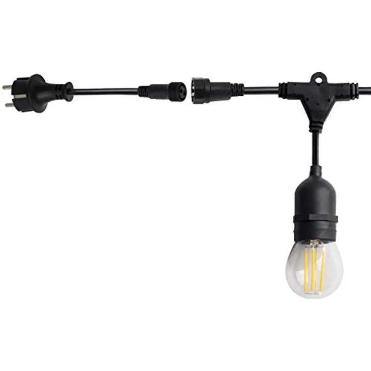 LEDKIA LIGHTING Girlande Aussen, 8 E27 Lampenfassungen, 5,5m, Schwarz, IP65, ideal für Weihnachten – Bild 5