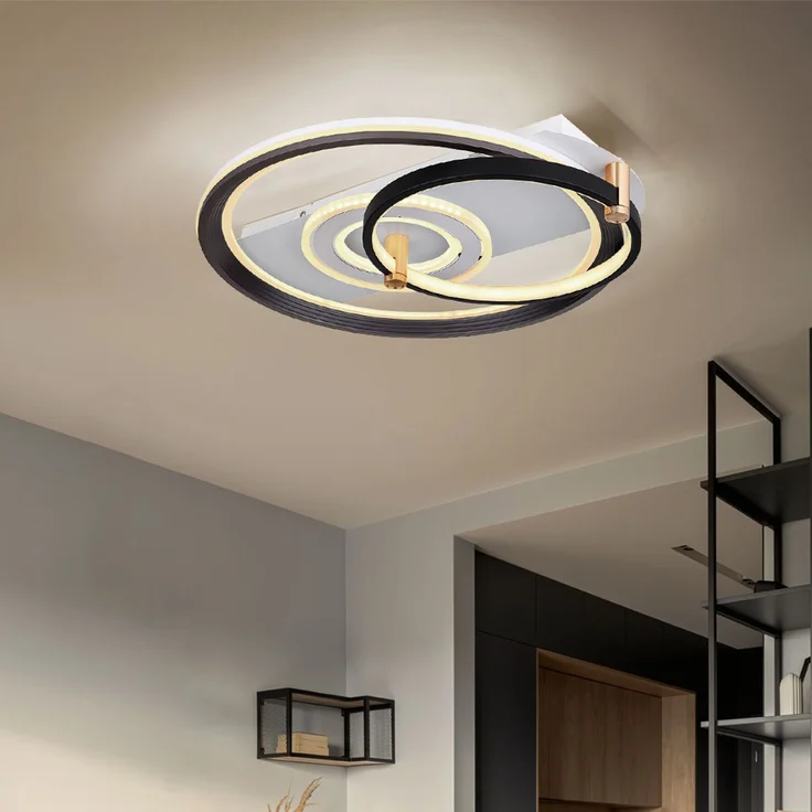 LED Deckenleuchte, Dimmbar, Fernbedienung, Metall, schwarz – Bild 4