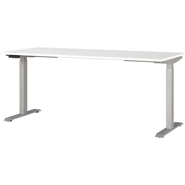 Germania Schreibtisch 7909-639, in Weiß/Silber, EL. höhenverstellb, 180 x 120 x 80 cm (BxHxT) – Bild 2