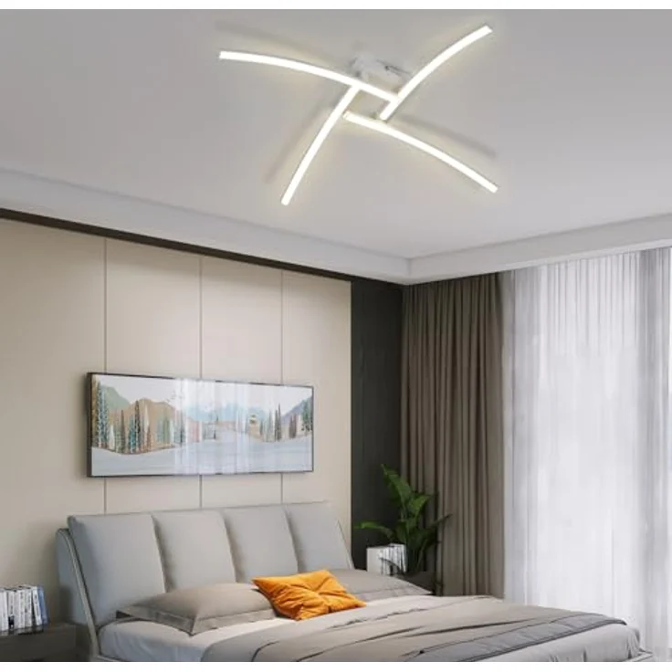 Goeco LED Deckenleuchte Innen, 24W 60 CM Acryl Deckenlampe Wohnzimmer mit 4 Fimmige, 4500 K Neutrales Licht, Moderne LED Lampen Deckenbeleuchtung für Schlafzimmer Büro Küche, Weiß – Bild 9