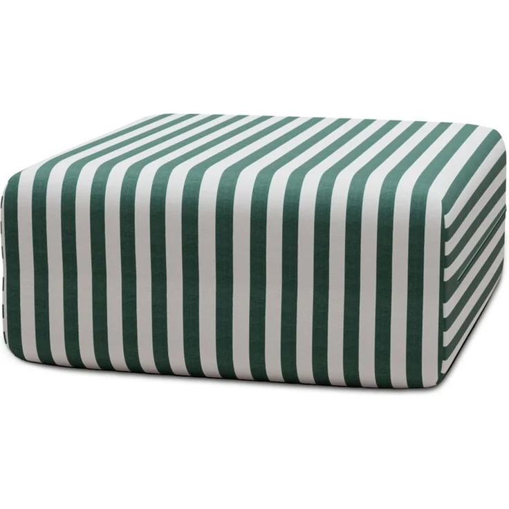 Gestreifter Outdoor-Pouf, weiß und dunkelgrün – Bild 1
