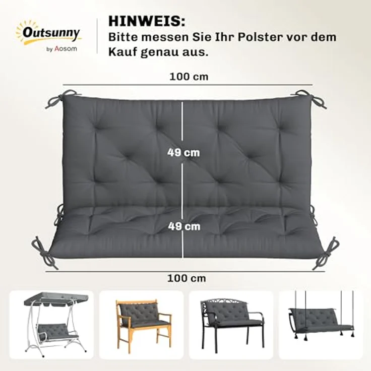 Outsunny Sofakissen Bankauflage für Gartenbank – Bild 8