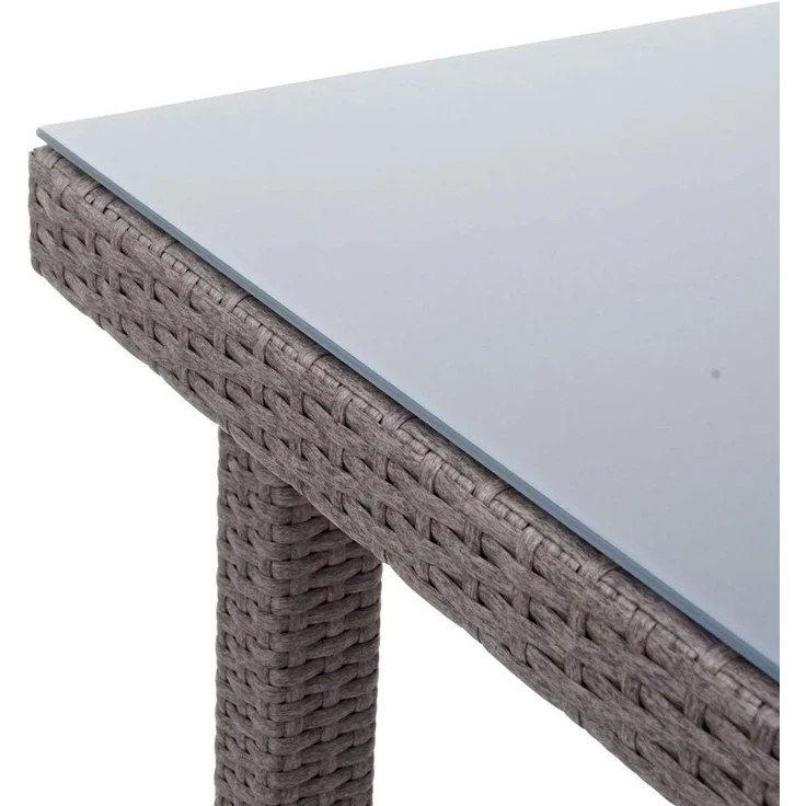 Poly-Rattan Gartentisch Cava, Esstisch Beistelltisch Tisch mit Glasplatte, 80x80cm ~ grau – Bild 6