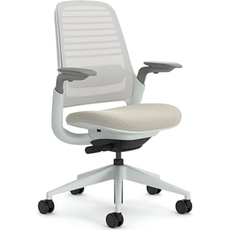 Steelcase Series 1 Ergonomischer Bürostuhl mit LiveBack Lumbalstütze und 4D-Armlehnen Beige – Bild 2