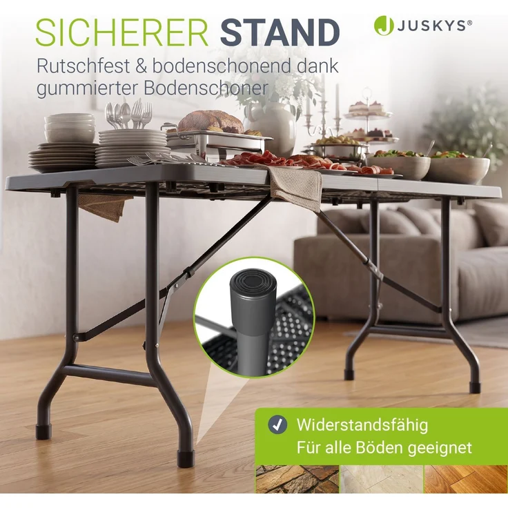 JUSKYS® Klappbarer Gartentisch Easyfold Anthrazit - Wetterfester, Klapptisch mit Tragegriff, stabiler multifunktionaler Buffettisch, 180x74x74 cm, 200 kg belastbar – Bild 5