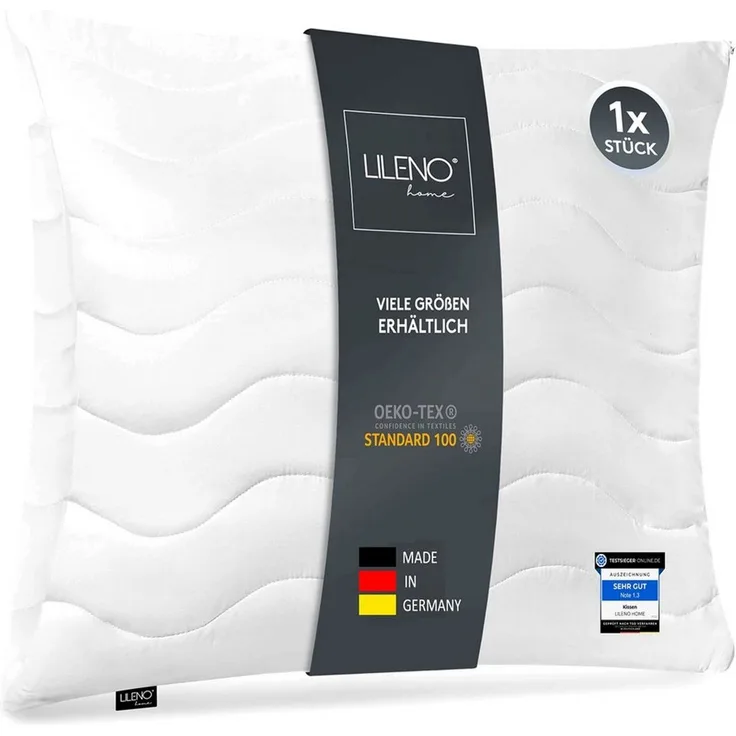 LILENO HOME Kopfkissen - gestepptes Kissen in verschiedenen Größen - Made in Germany, Füllung: 100% Polyester, Rückenschläfer, Seitenschläfer, Bauchschläfer, Spar-Set, 1er Set, Dekokissen 45x45 cm, allergikergeeignet, Bettkissen oder Kopfkissen