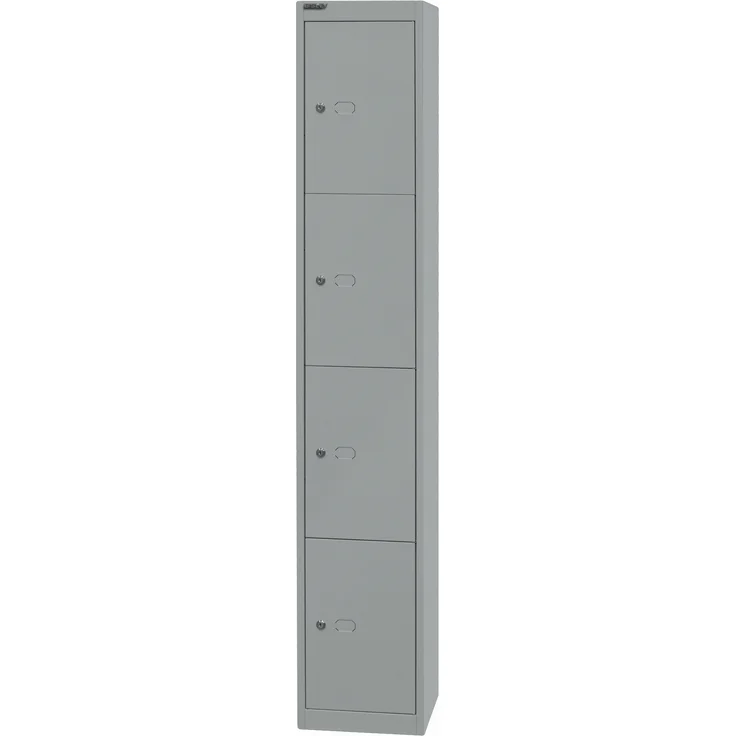 Bisley Schließfachschrank Office, 1 Abteil, 4 Fächer, T 305 mm, Farbe silber – Bild 3