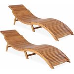 Casaria 'ERGO' Sonnenliege, 2 Stück, Akazienholz, faltbar mit Tragegriff & Kofferfunktion, braun, 17 x 90 x 60 cm