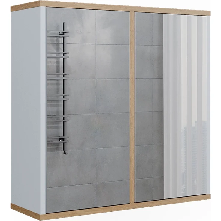 Badspiegelschrank Didi Weiß/Artisan 60 x 60 cm mit zwei Spiegeltüren Vicco – Bild 1