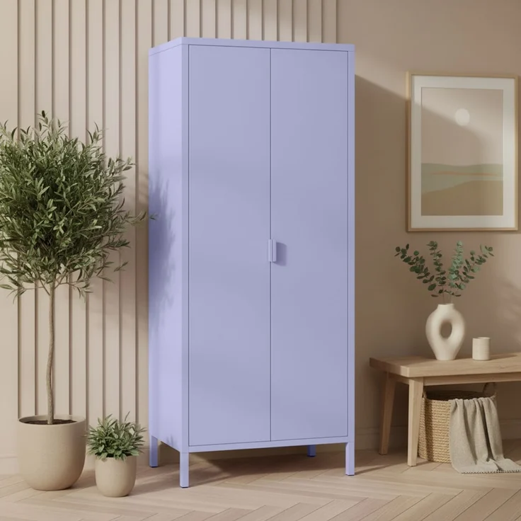 skølm 'Ituri' Kleiderschrank, Metall, 170x45x80 cm, lila, Garderobe mit 4 Fächern und 2 Kleiderstangen – Bild 7