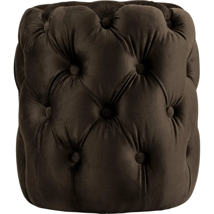 CLP Sitzhocker Drancy Samt mit Zierknöpfen,braun Medium