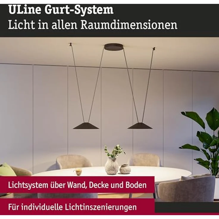 Paulmann Pendelleuchte Cone Uline 12W Aluminium, schwarz, warmweißes Licht 3000 K, 1245 lm, IP20 – Bild 2