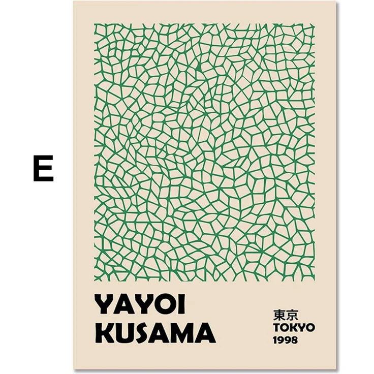 Poster Japan Yayoi Kusama Kürbis Netzform | Bilder Wohnzimmer | Wandbilder Schlafzimmer | Deko Print ohne Rahmen | Bilder Kunstdruck - E / 20 x 25 cm