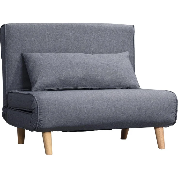 HOMCOM Relaxsessel mit Bettfunktion, verstellbare Rückenlehne, Leinenimitat, Tannenholz, Grau, 94 x 78 x 80 cm – Bild 1