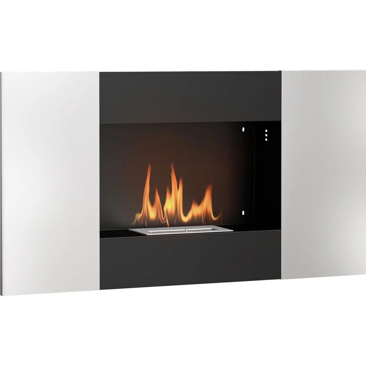 JARDJ 0,9-Liter-Wandkamin mit Bioethanol aus Edelstahl, 100 x 15 x 54 cm, Schwarz und Silber – Bild 1