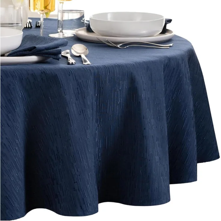 Elrene Home Fashions Continental Tischdecke, massiv, Wasser- und schmutzabweisend, 152x213 cm, oval, Marineblau