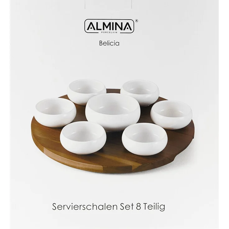 Belicia 8-teiliges Servierschalen-Set mit Holzbrett & Schalen, für Snacks & Dips – Bild 3