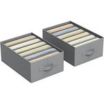 SONGMICS Kleiderschrank-Organizer 2er Set, Aufbewahrungsbox 6 Fächer, Schubladen-Ordnungssystem, Ordnungsboxen faltbar, 42 x 30 x 17 cm, für Hosen, Kleidung, Taubengrau RUSDE009G02