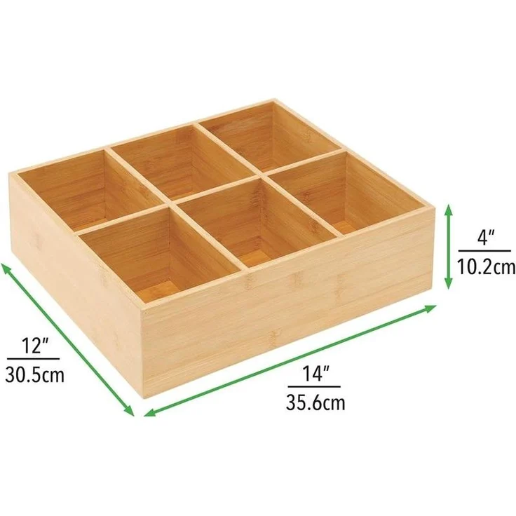 mDesign Teebox Gewürzbox Holz Organizer 6 Fächer 2er-Set Bambus Natur – Bild 2