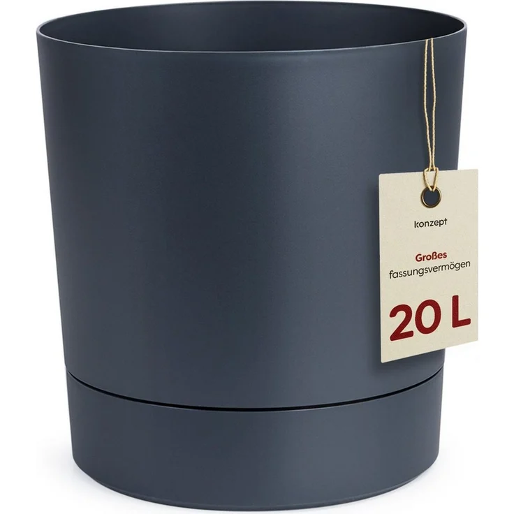 KONZEPT Blumentopf mit Untersetzer, großer Übertopf aus Kunststoff für Zimmerpflanzen (32,5 cm (20 Liter), modern und wetterfest, für Innen und Außen – Bild 5
