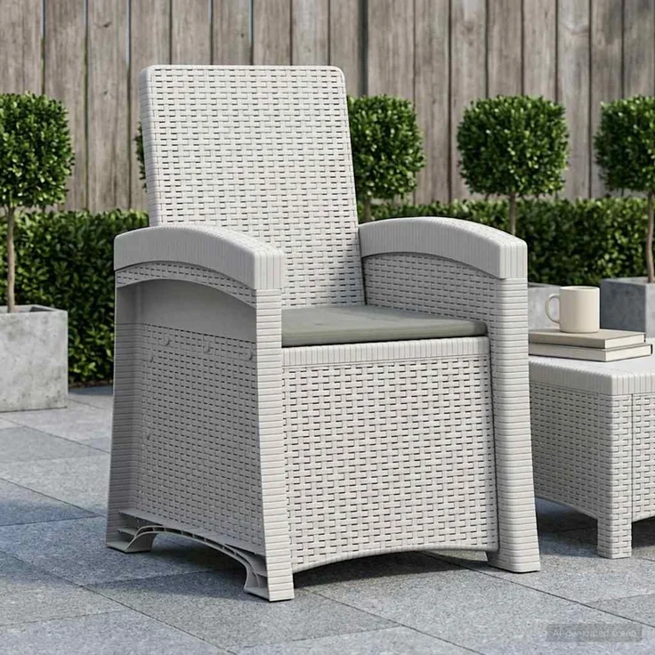 vidaXL Liegesessel Garten Rattan-Optik Weiß und Hellgrau PP 8012011 – Bild 1