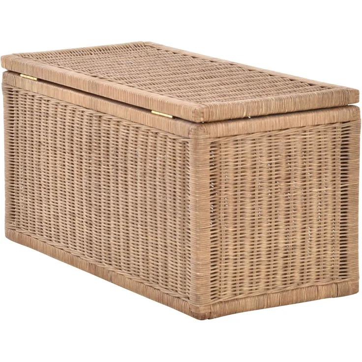 Krines Home Wäschetruhe Korb mit Deckel Rattan geflochten Regalkorb Schrankkorb Aufbewahrung, 68 cm Breit, mit Klappdeckel – Bild 4