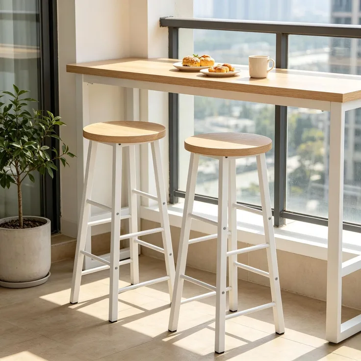Küche Hocker,Frühstück Hocker,Tisch Hocker,Bistro Stil Hochstuhl,Satz von 2 Bar Hocker,Bar Stuhl mit Fußlehne(Nur 2Pcs Stühle)--Helles Eichenholz--30x30x71cm--YOUDENOVA