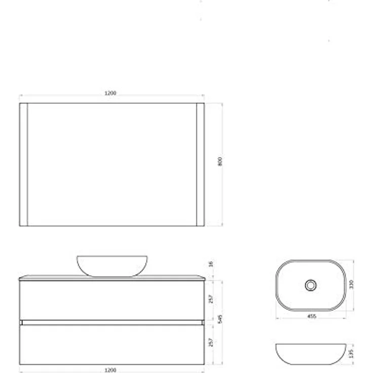 Baikal Onyx Badmöbel montiert, Möbel mit 2 Schubladen, Badezimmermöbel mit Waschbecken, Hängeschrank, Wandschrank, Keramikwaschbecken, inkl. Spiegel, 120 cm, Weiß – Bild 8