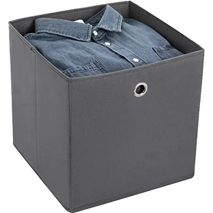 Songmics Aufbewahrungsboxen, 6er Set, Stoffboxen, Faltboxen aus Vliesstoff, Würfel, Aufbewahrungskörbe, für Spielzeug und Kleidung, grau RFB02G-3 – Bild 9