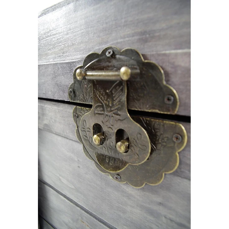 Kobolo Truhe Kiste KUBA aus Holz grau 80x45x50 cm – Bild 5