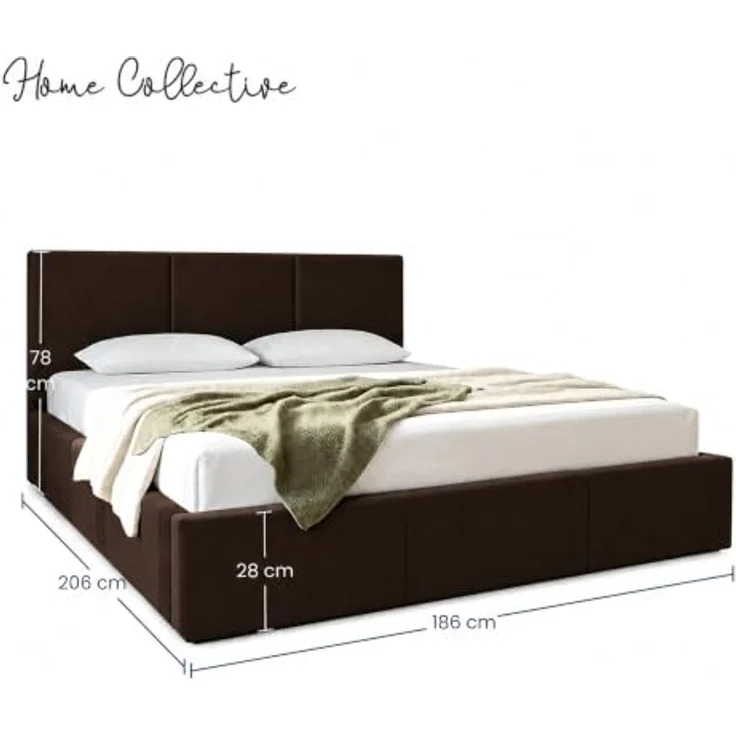 Home Collective Polsterbett Doppelbett mit Lattenrost & Stauraum, Schokoladenbraun, Größen: 120x200-180x200, samtweicher Veloursstoff, flexibler Lattenrost mit Härtegradeinstellung – Bild 2