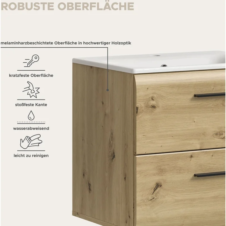 Badkombination (B/H/T: 105x185x46 cm) in Artisan Oak Nachbildung und Artisan Oak Nachbildung – Bild 10